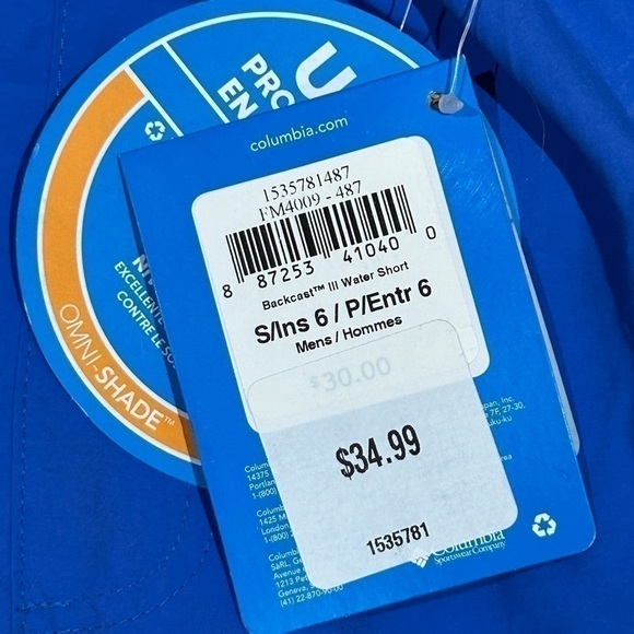 Columbia PFG Backcast lll Men's Blue Water Short Size-Small NWT - Picture 6 of 10